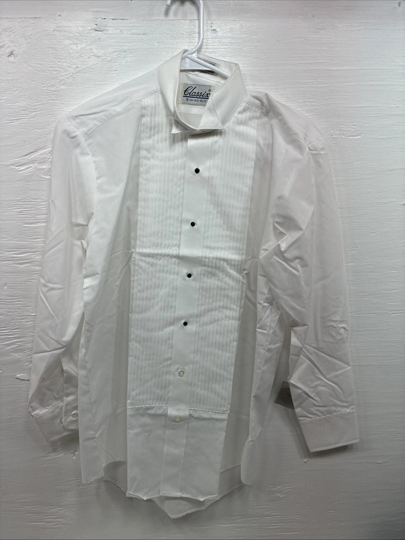 New Classix White Long Sleeve Button Up English Shirt 14-14.5 Small X-93