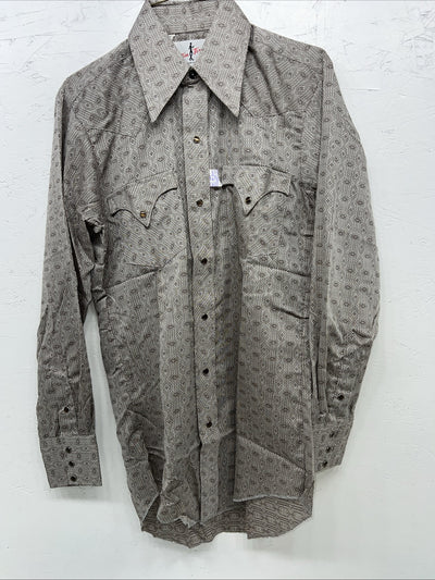 New Men’s Tem Tex Western Flare Long Sleeve Pearl Snap 14.5 X 33 Small A-182