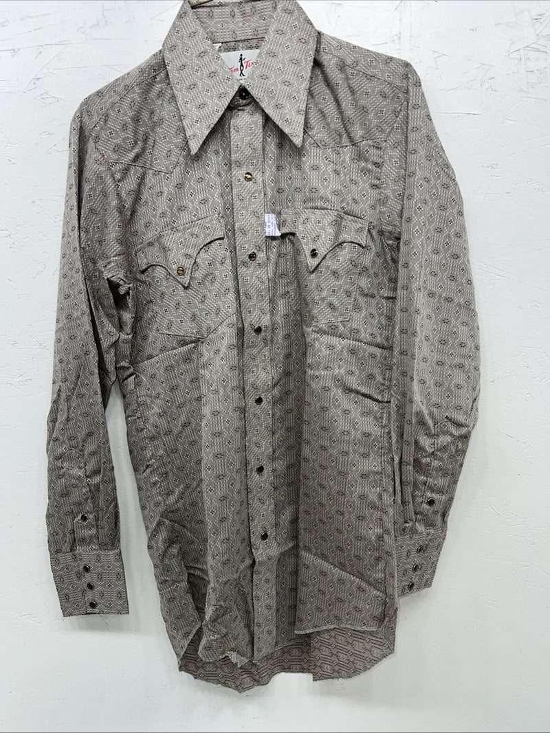 New Men’s Tem Tex Western Flare Long Sleeve Pearl Snap 14.5 X 33 Small A-182