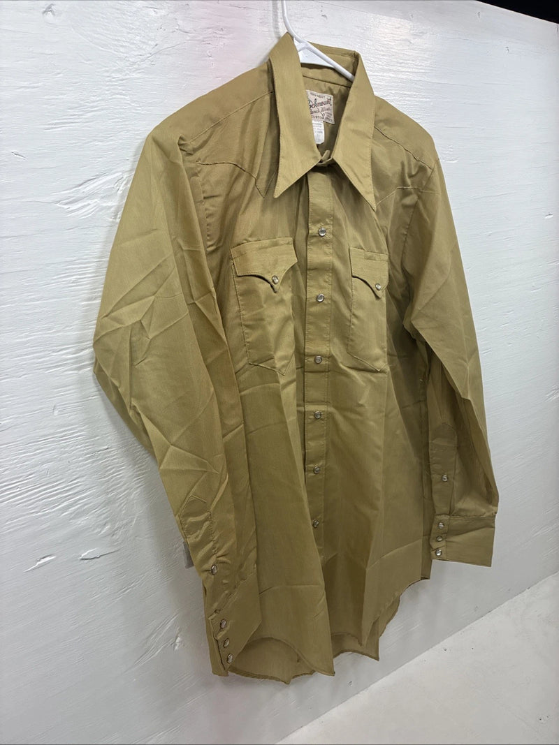 New Men’s Rockmount Green Long Sleeve Pearl Snap Medium X-10