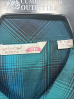 New Girls Cumberland Blue Plaid Long Sleeve Pearl Snap 3XL CC-112