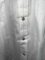 New Men’s HbarC Ranchwear White Gold Long Sleeve Pearl Snap Shirt 17x34 XL P-80