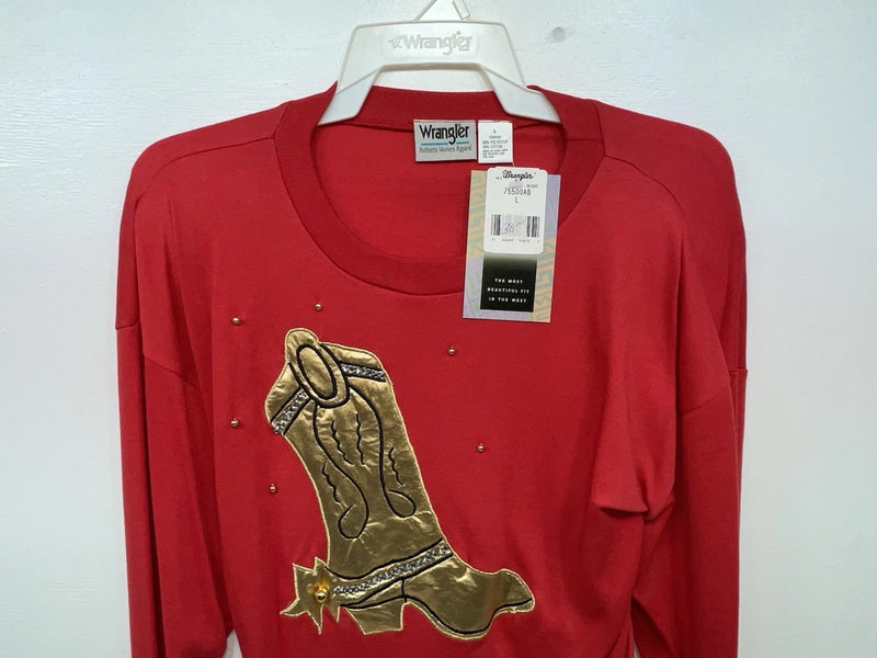 New Women’s Red Wrangler Long Sleeve Shirt L #7550AB 3B-25