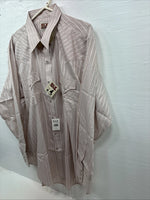 New Men’s ELY Cattleman Pink Stripe Long Sleeve Pearl Snap 17.5 XL O-62