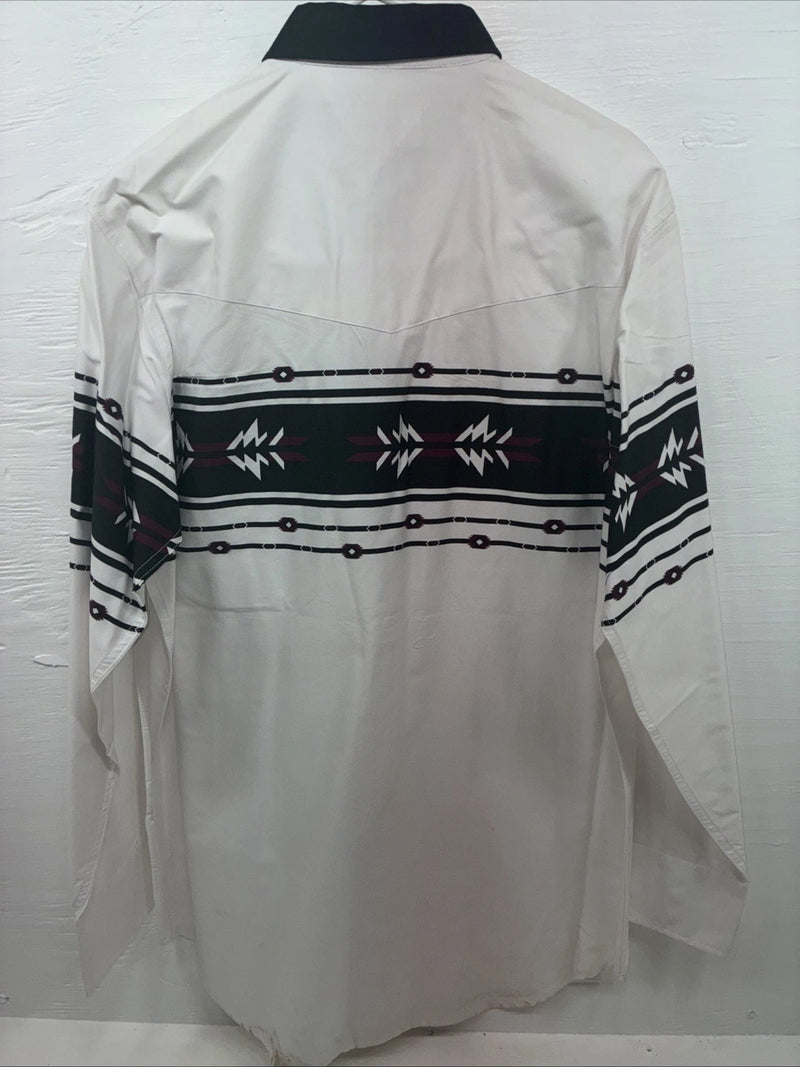 New Men’s Cumberland White Purple Western Long Sleeve Pearl Snap Large V-63