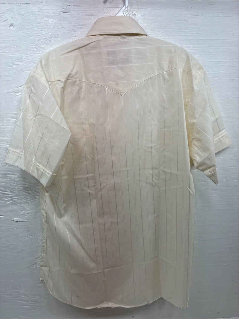 New Men’s Panhandle Slim Yellow Stripe Short Sleeve Pearl Snap 16.5 Large X-40
