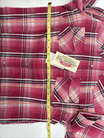 New Women’s Cumberland Pink Plaid Long Sleeve Pearl Snap Medium LL-66
