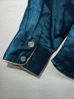 New Children’s Cumberland Outfitters Blue Satin Long Sleeve Button Up S 3C-50
