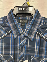 New Men’s ELY 1878 Plus Gray Plaid Short Sleeve Pearl Snap Large X-59