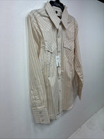 New Kids White Horse Gold Stripe Long Sleeve Pearl Snap Large MM-17