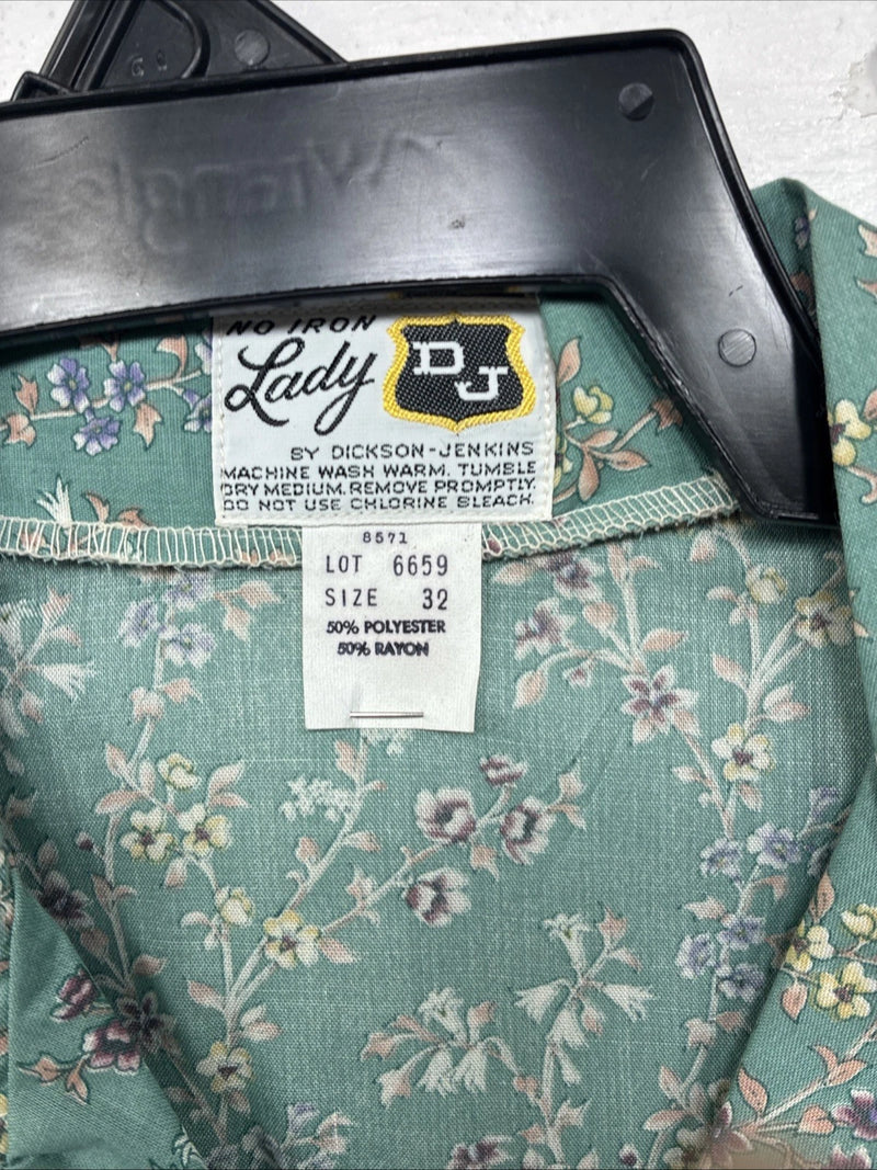 New Women’s Dickson Jenkins Blue Floral Long Sleeve Pearl Snap Zip Size 32 KK-66