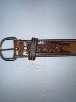 New Brown Genuine Leather Perkies Tooled 20” Belt #601 NN-89