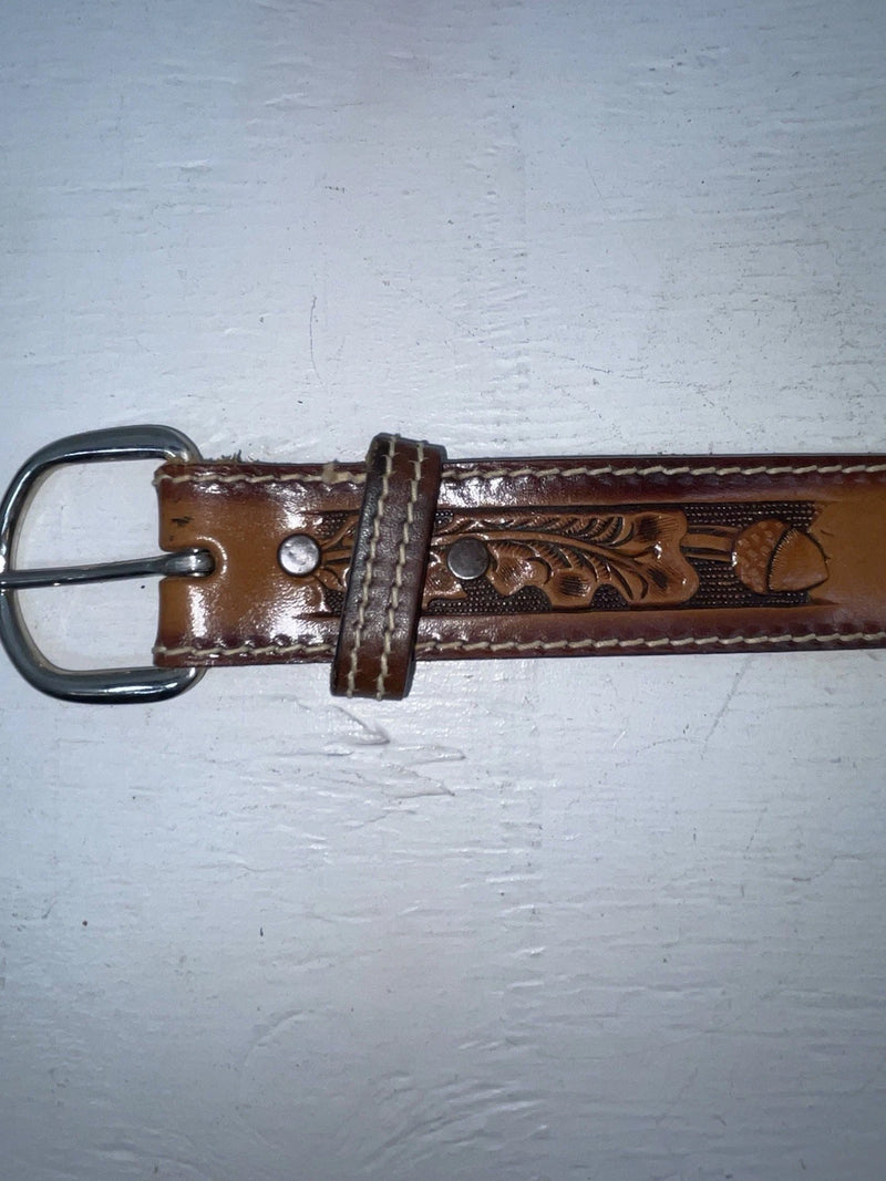 New Brown Genuine Leather Perkies Tooled 20” Belt #601 NN-89