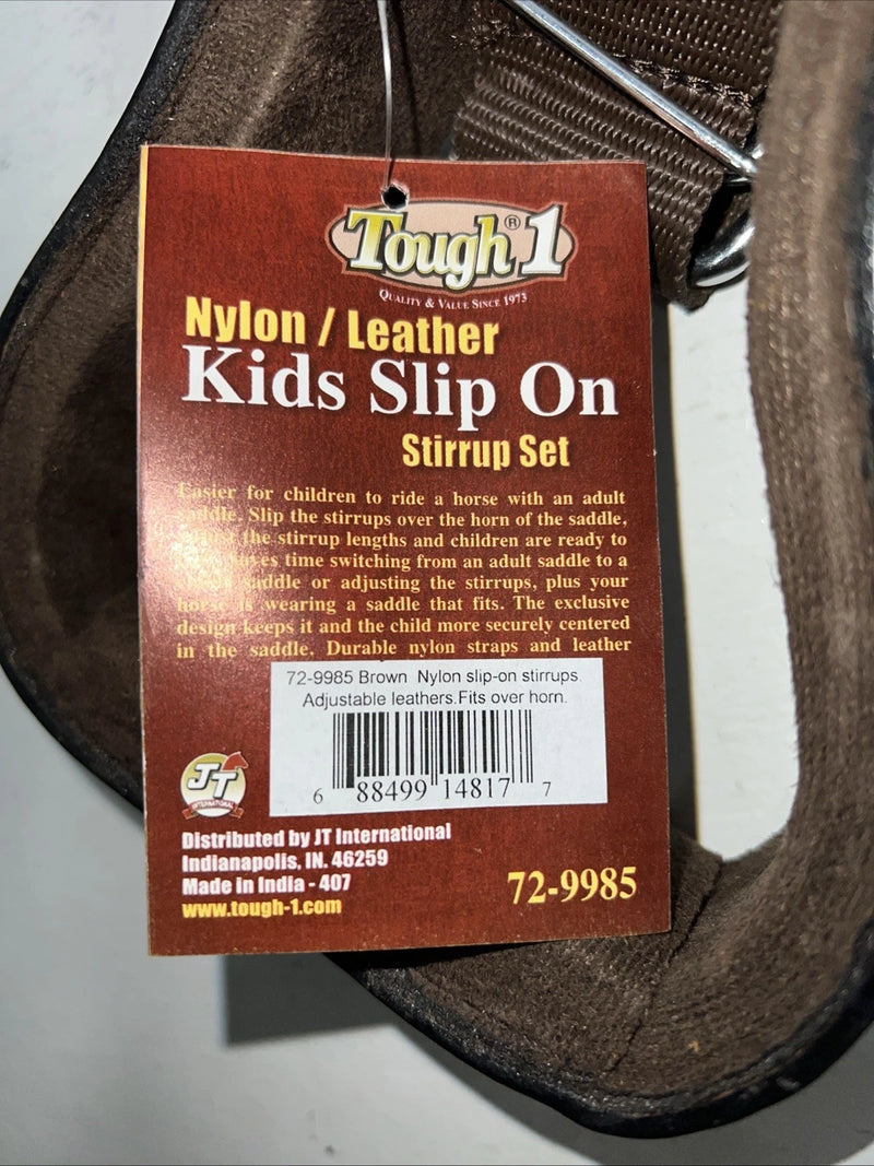 New Tough 1 Nylon Leather Kids Slip In Stirrups #72-9985 FF-7