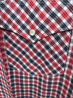 New Men’s White Horse Red Plaid Long Sleeve Pearl Snap XL J-25