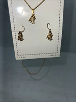New Womens Fashion Pendant Gold Earrings And Chain Necklace. 63 B-4
