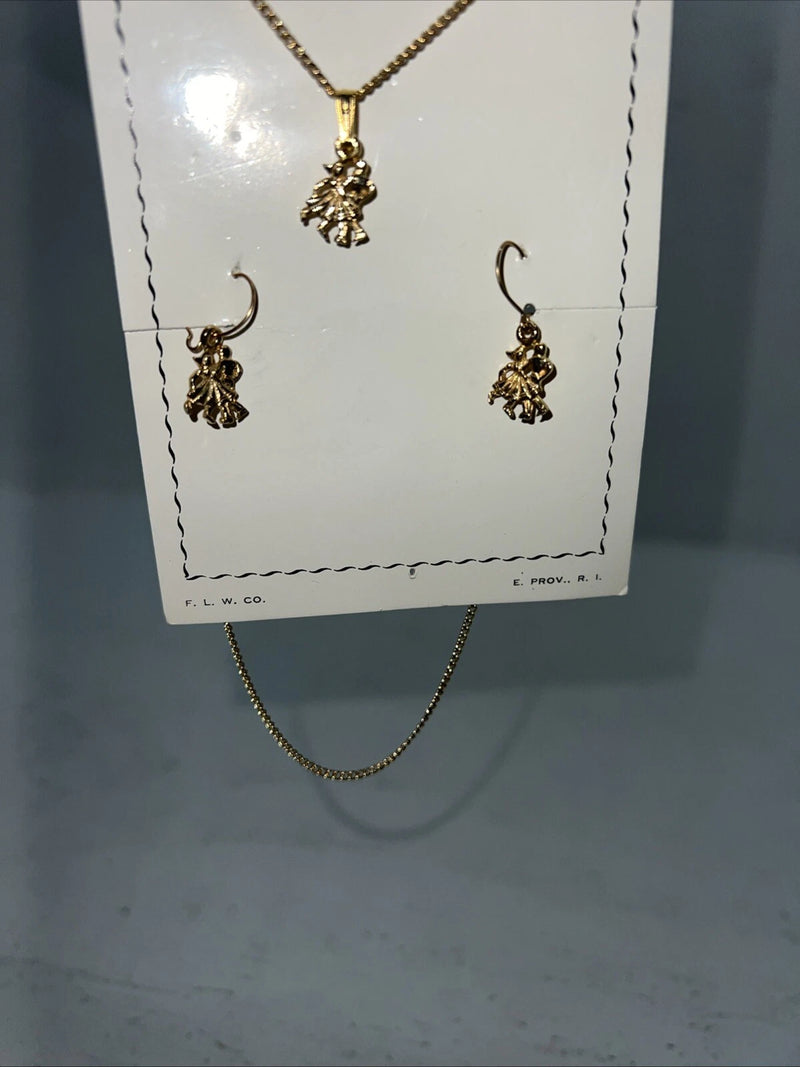 New Womens Fashion Pendant Gold Earrings And Chain Necklace. 63 B-4