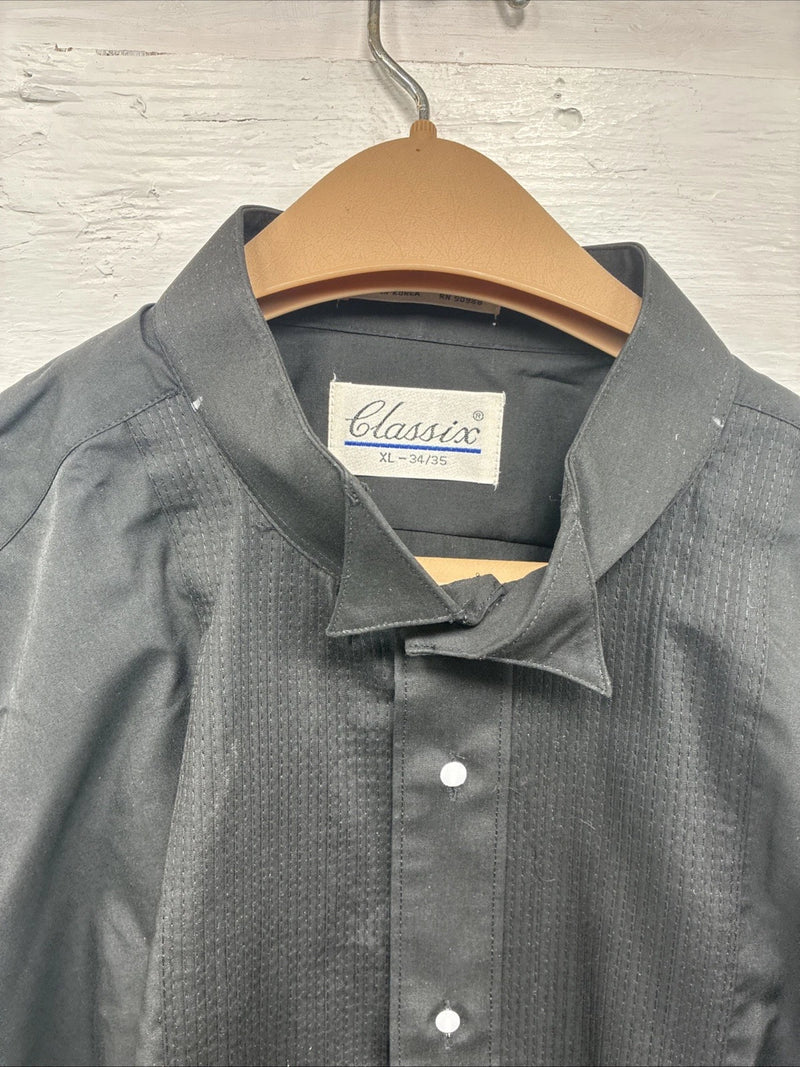 New Men’s Classix Black Under Tux Long Sleeve Button Up XL O-30