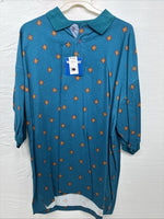 New Men’s Wrangler Teal Designed Short Sleeve Polo Short XL J-32
