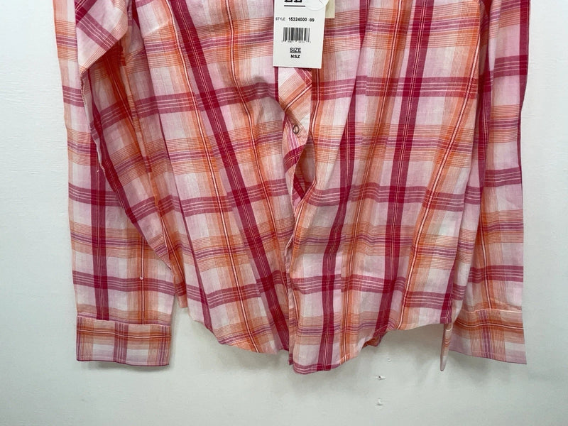 New Women’s Pink Plaid Cumberland Outfitters Long Sleeve Button Up Shirt L 3B-20