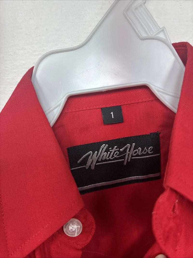 New Kids White Horse Red Long Sleeve Pearl Snap Size 1 DD-153