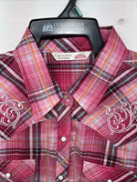 New Women’s Cumberland Pink Designed Long Sleeve Pearl Snap XL GG-30