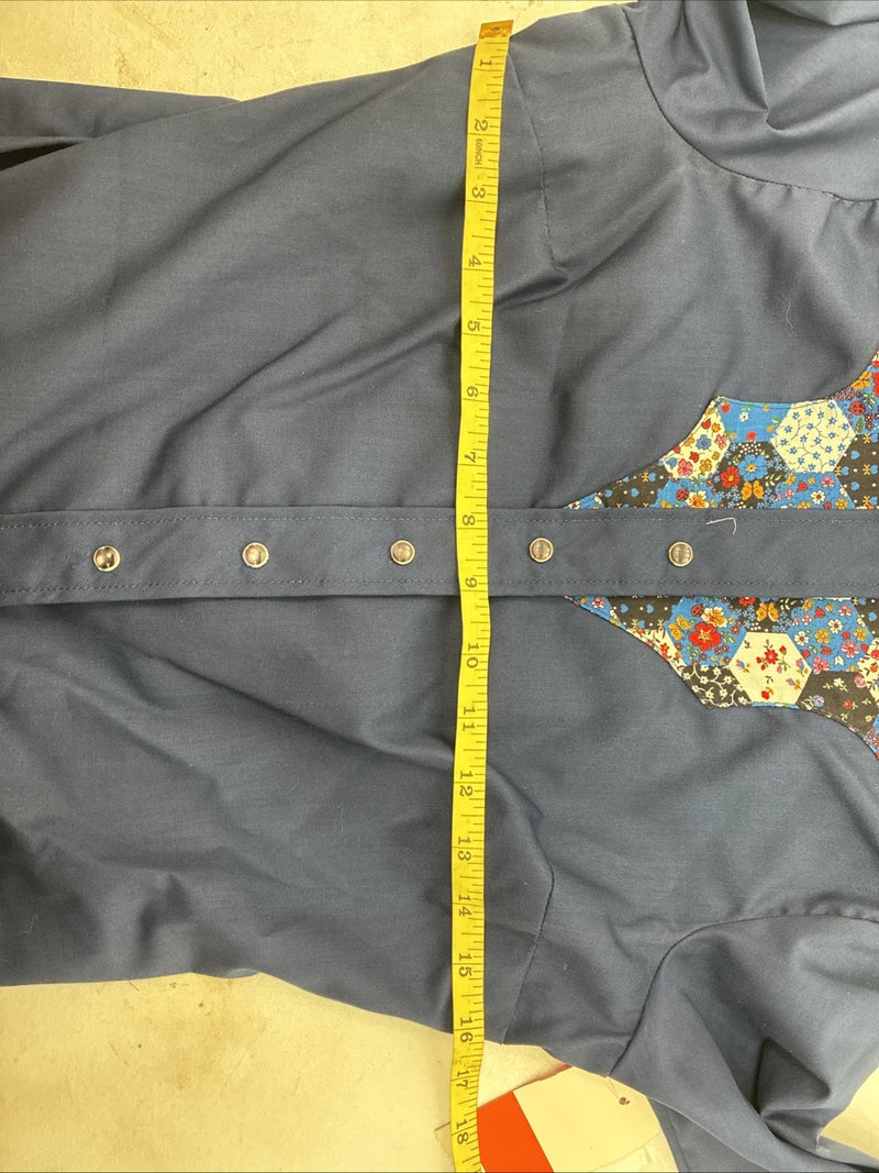 New Women’s Lady DJ Blue Designed Long Sleeve Pearl Snap Size 30 TT-111