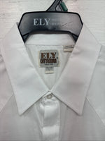 New Men’s ELY Cattleman White Long Sleeve Pearl Snap 17.5 X 35 XL R-45