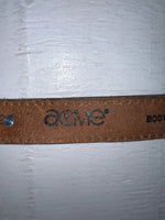New Brown Genuine Leather Acme Gold Pendent 28” Belt #4642 NN-22
