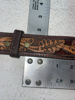 New Brown Genuine Leather Longhorn Tooled 30” Belt #82837 Z-13