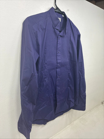 New WAYNE SCOTT Purple Long Sleeve Button Up English Shirt Medium TT-37