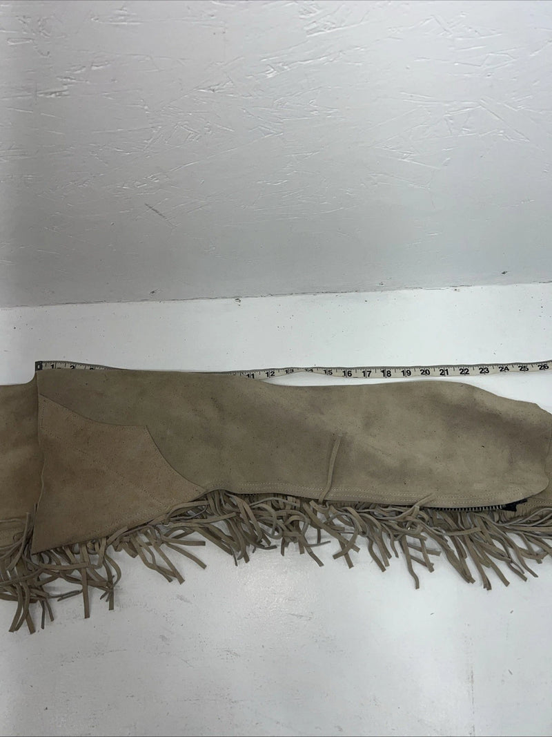 NOS Tan Show Chaps With Fringe Adjustable Waist 37” I-72