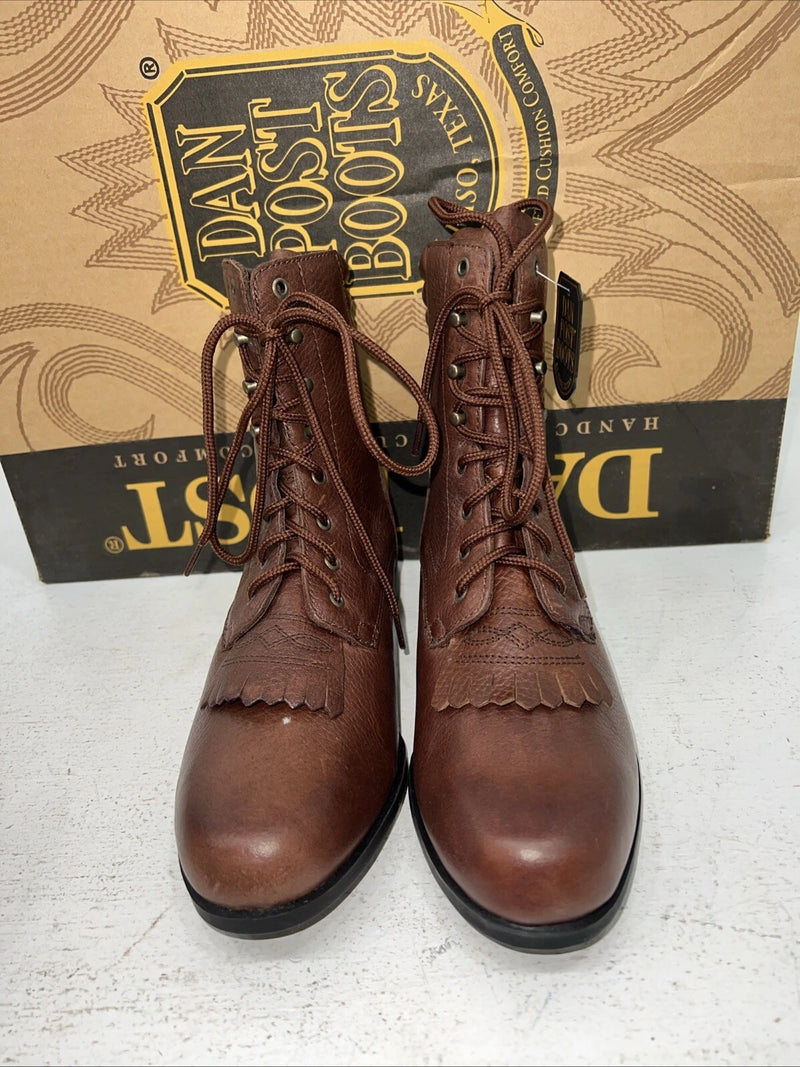New Women’s Brown Lace Up Dan Post Acme Cowboy Boots. 00852 6.5 6 1/2 M. 18-14