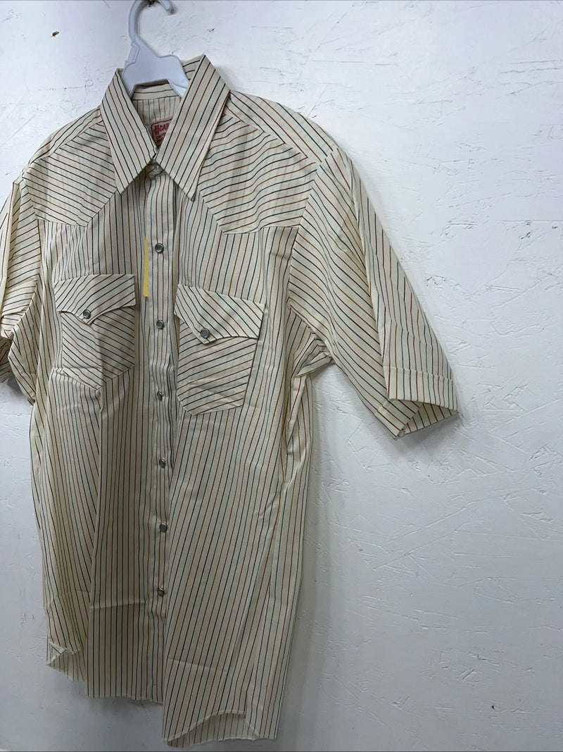 New Men’s Multicolor HbarC Ranchwear Short Sleeve Pearl Snap Shirt. 16 L S-14