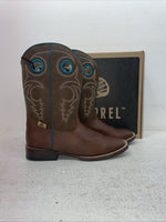 New Youth Brown DBL Barrel Cowboy Boots. 4476232 5.5 5 1/2. 2-98