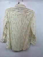 New Kids White Horse Yellow Floral Long Sleeve Pearl Snap Medium DD-48