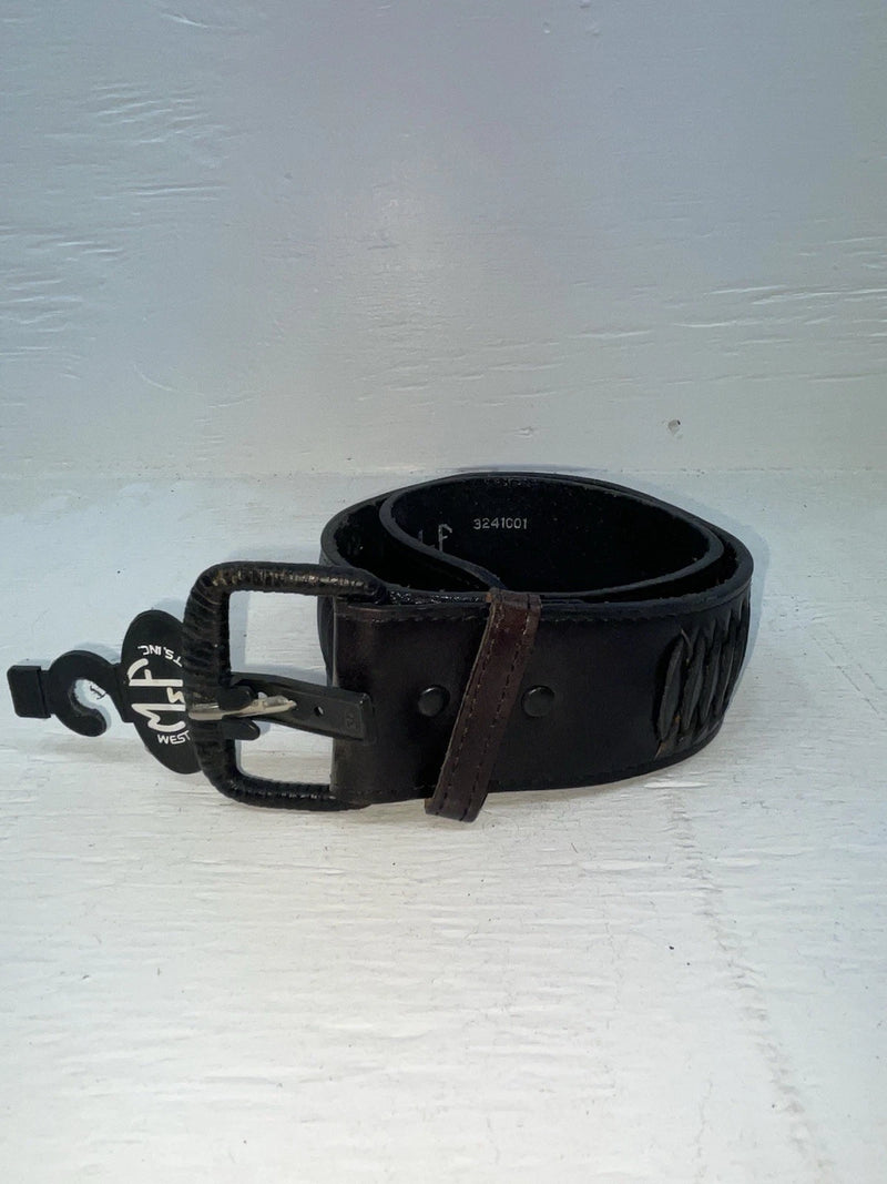 New Black Genuine Leather M & F Weaved And Pendent 24” Belt #3241001 NN-69