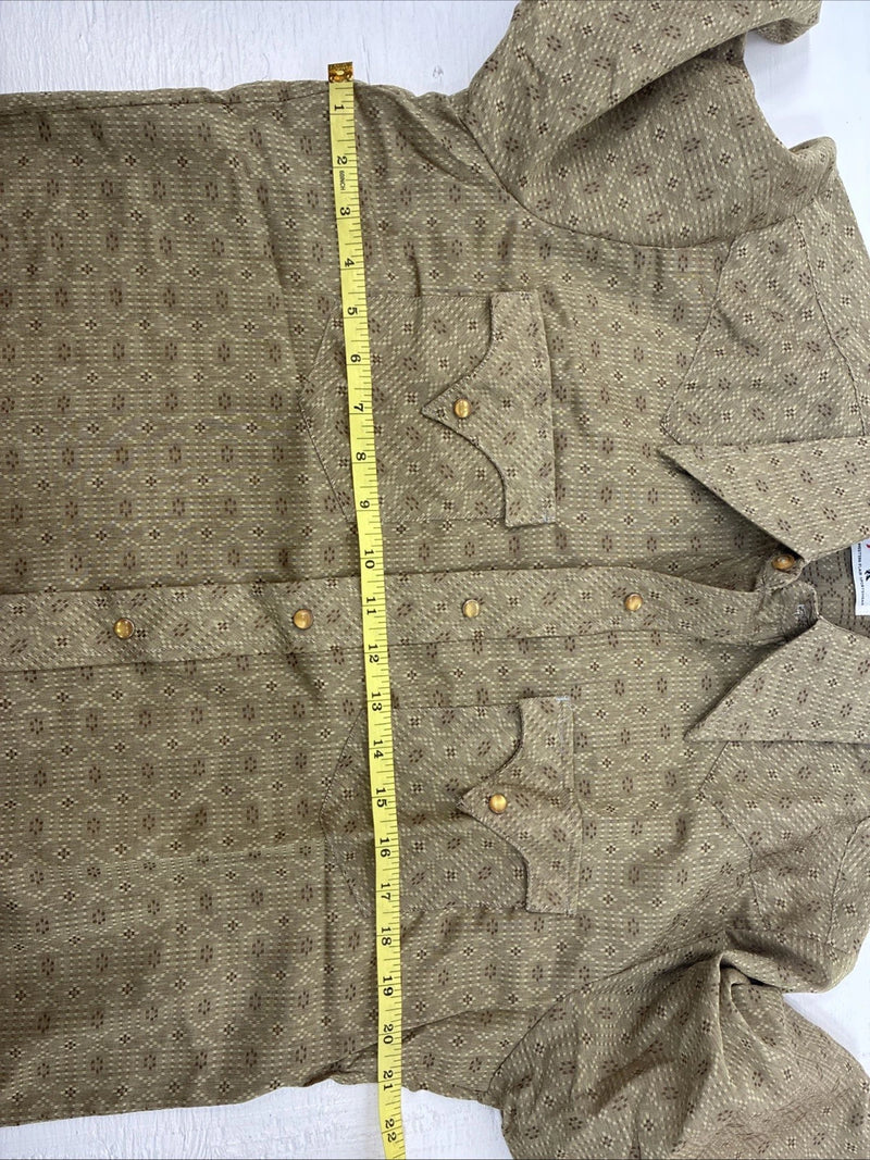 New Men’s Tem Tex Green Designed Long Sleeve Pearl Snap 15.5 Medium X-13