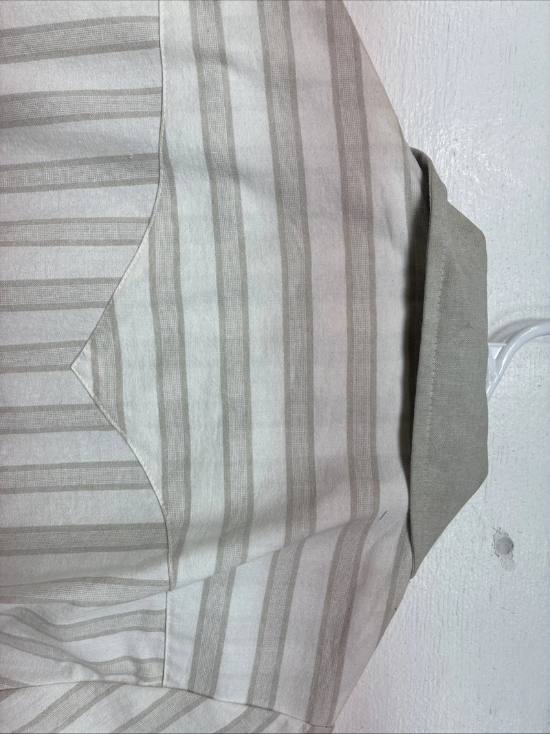 New Women’s H Bar C Gray White Stripe Short Sleeve Button Up Size 30 TT-55