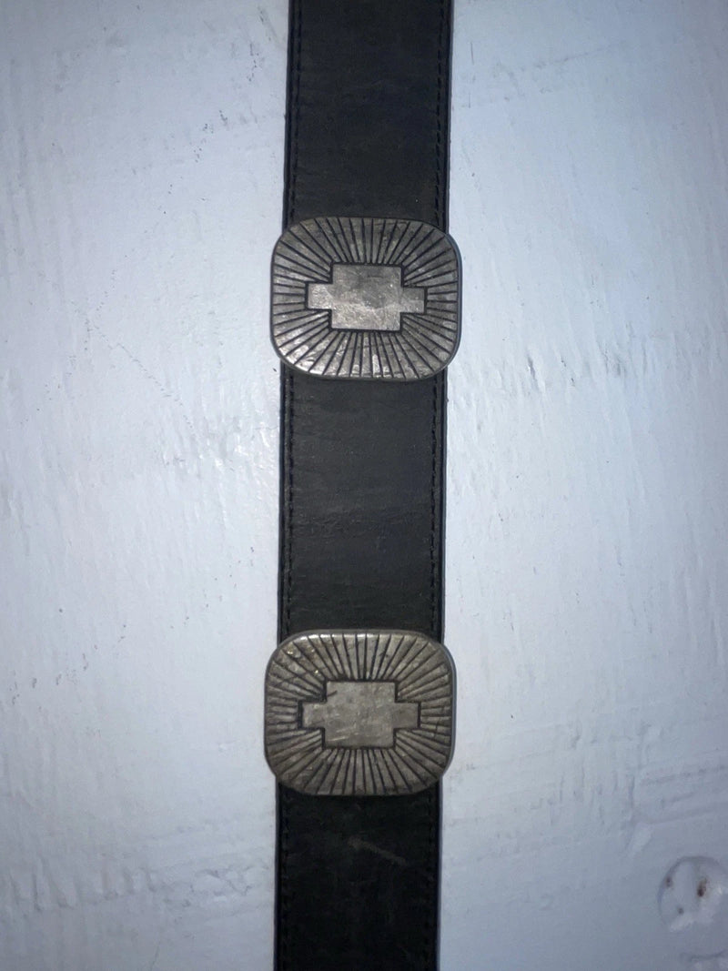 New Black Genuine Leather Nocona Silver Pendent 28” Belt #715 Z-175