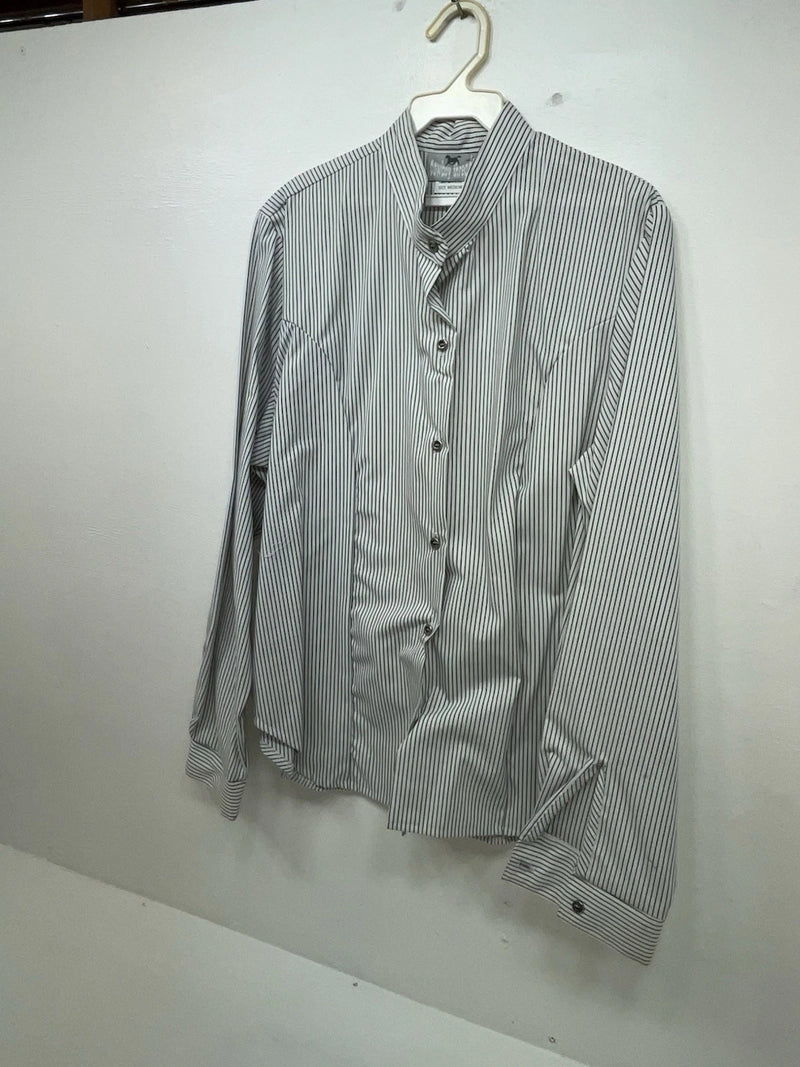 New Women’s Black Striped Cowboy Threads Long Sleeve Button Up Shirt M 3B-90