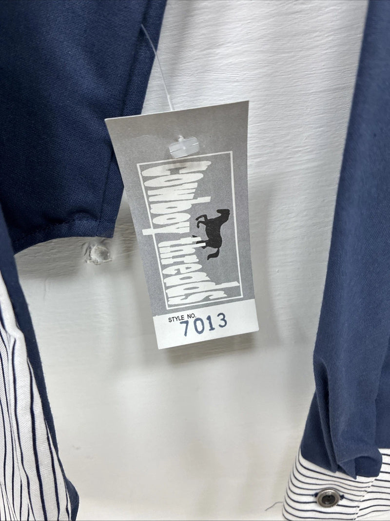 New Boys Cowboy Threads Blue White Long Sleeve Button Up Large DD-5