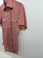 New Men’s Western Shirts Red Checkered Short Sleeve Pearl Snap  Small J-71