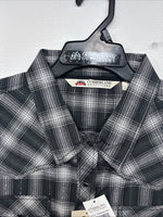 New Women’s Cumberland Black Plaid Long Sleeve Pearl Snap 3XL GG-67