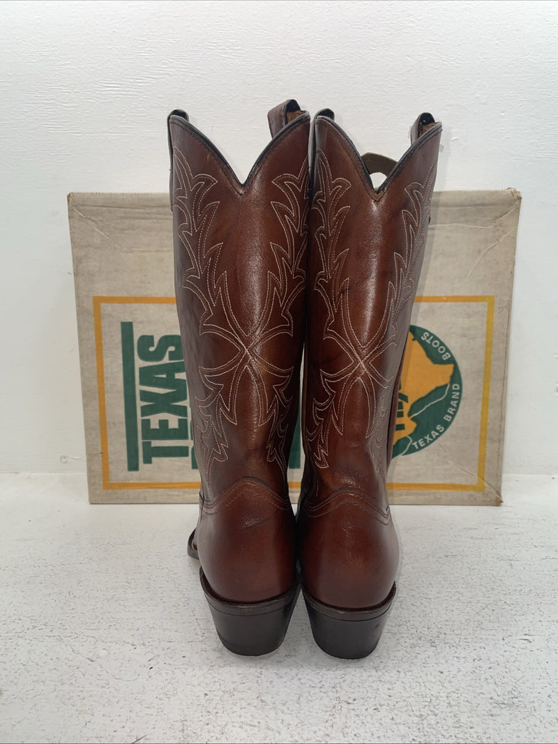 New Men’s Brown Texas Brand Cowboy Boots. 7933 9 D. 4-85