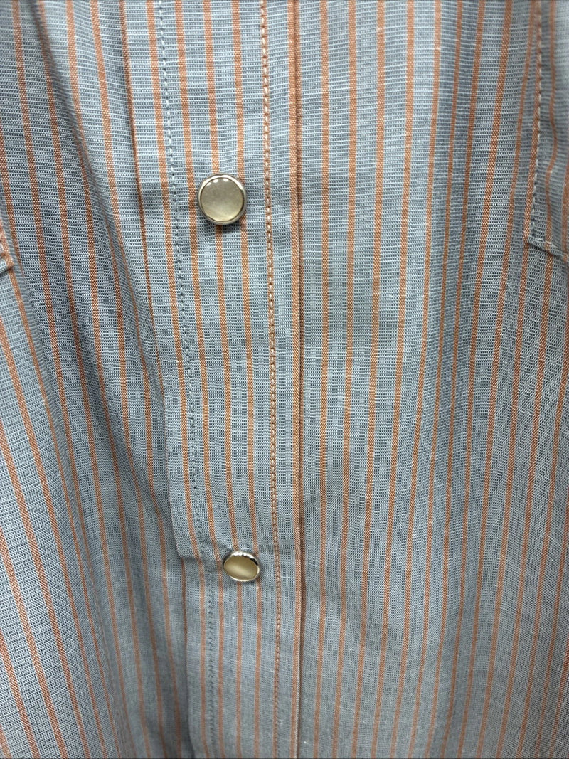 New Men’s Mesquite Gray Orange Stripe Short Sleeve Pearl Snap XL Q-70