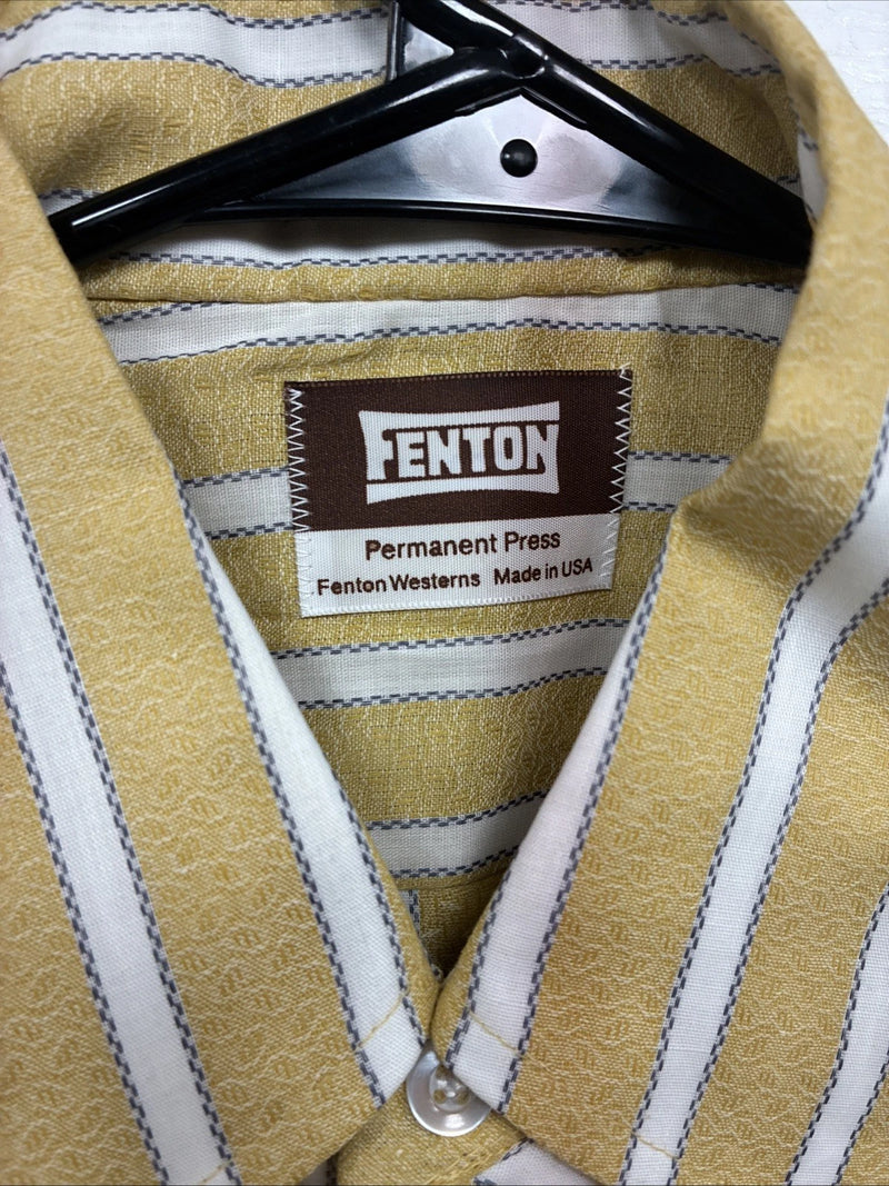 New Men’s Fenton Yellow White Stripe Long Sleeve Pearl Snap 16 Large Q-47