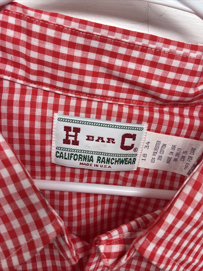 New Men’s H Bar C Red Checkered Long Sleeve Pearl Snap 2XL H-43