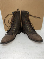 New Women’s Brown Lace Up Texas Brand Cowboy Boots. 4471 7.5 7 1/2 M. 17-45