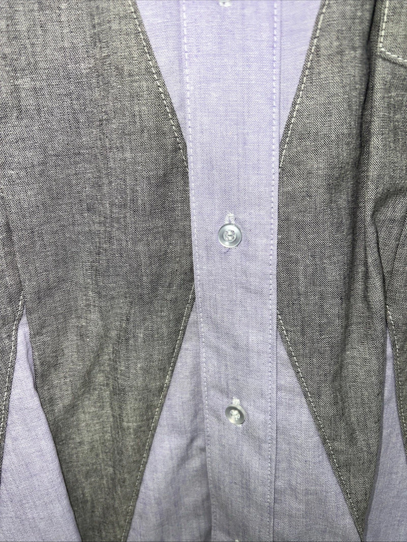 New Men’s Purple Gray Cowboy Threads Button Up Long Sleeve Shirt Medium I-41